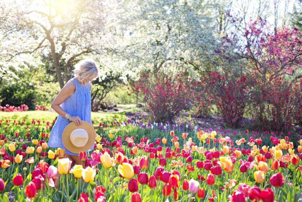 woman in flower field