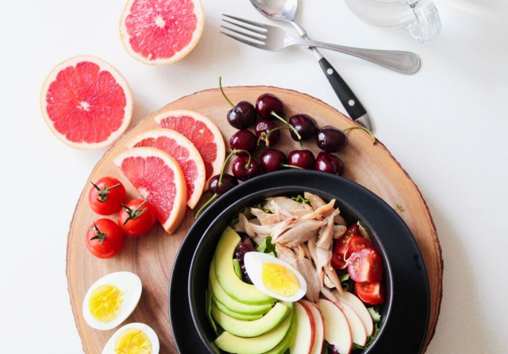 fruits and healthy meal