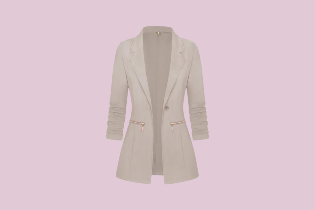 Tailored Beige Jacket with zippered pockets