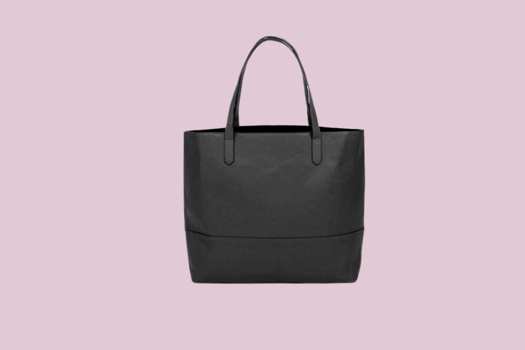 black leather tote bag